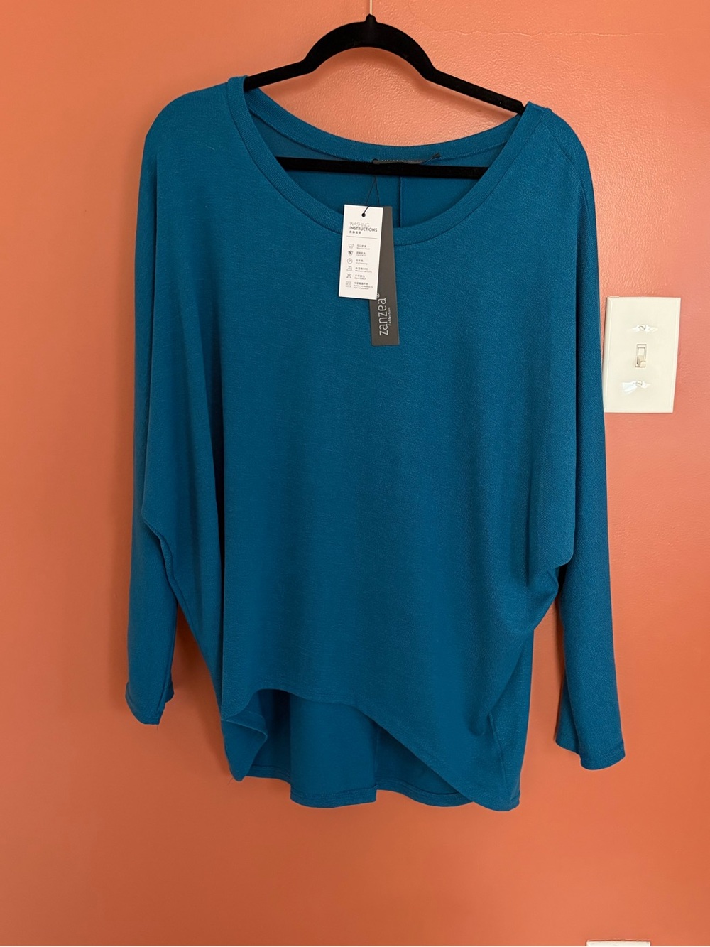 Zanzea Teal Long Sleeve Asymmetrical Relaxed Women's Top